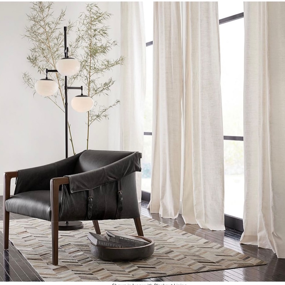 POTTERY BARN CUSTOM EMERY LINEN CURTAIN, IVORY. 156 x 160 - Picture 2 of 6